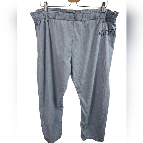 Disney Junk Food Mikey Embroidered Cropped Pants Sz XXL - Picture 1 of 12